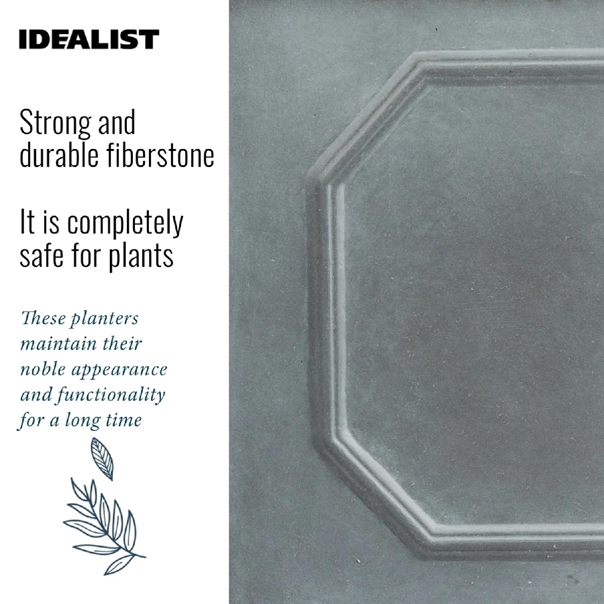 IDEALIST Lite Faux Lead Chelsea Box Square Light Concrete Planter