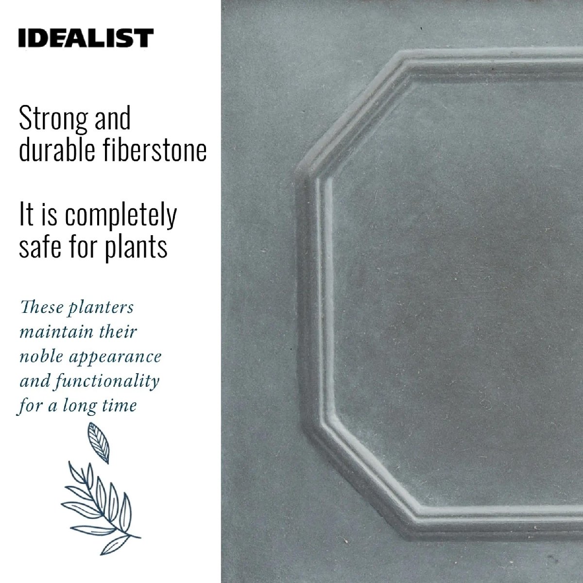 IDEALIST Lite Faux Lead Chelsea Box Square Light Concrete Planter