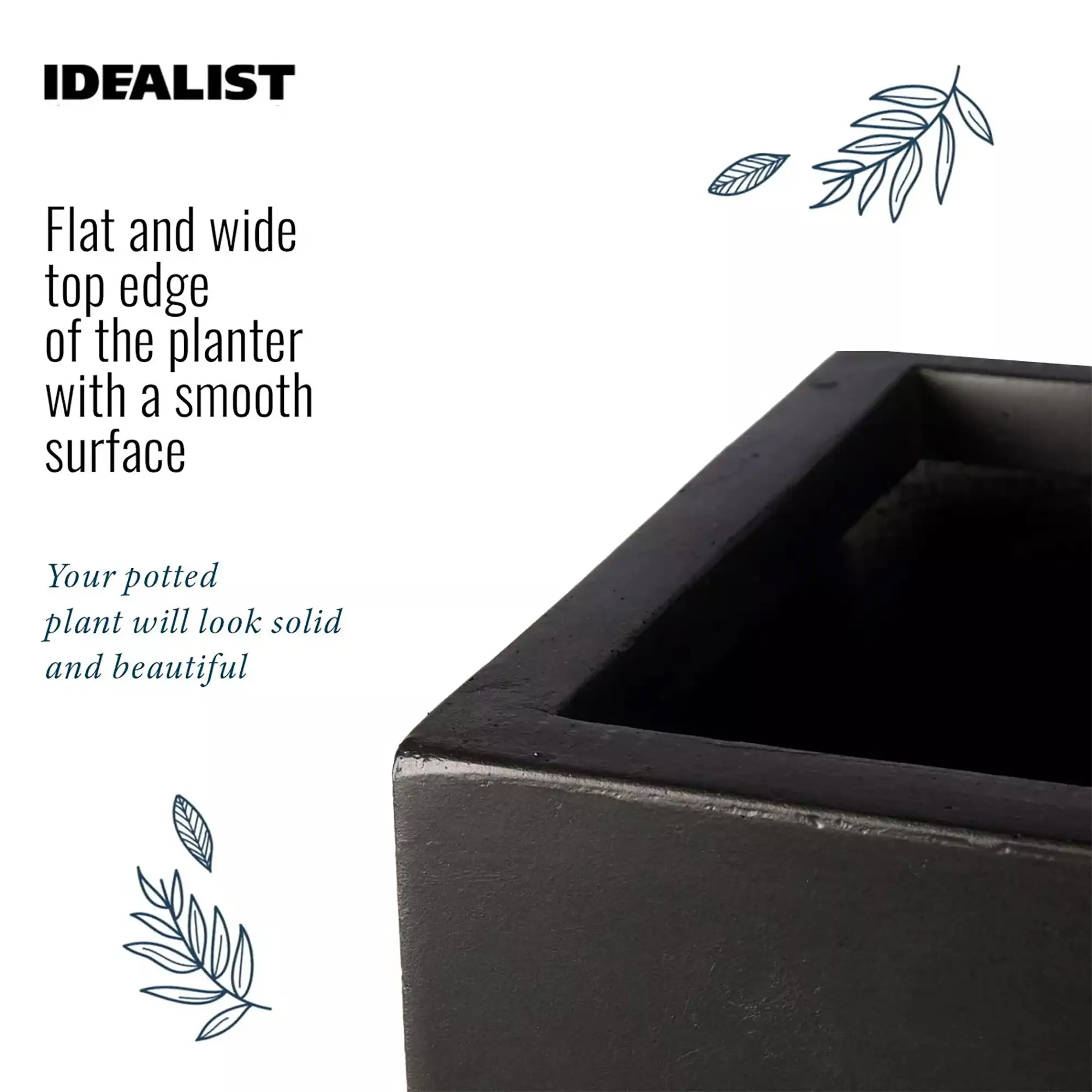 IDEALIST Lite Square Box Contemporary Light Concrete Planter