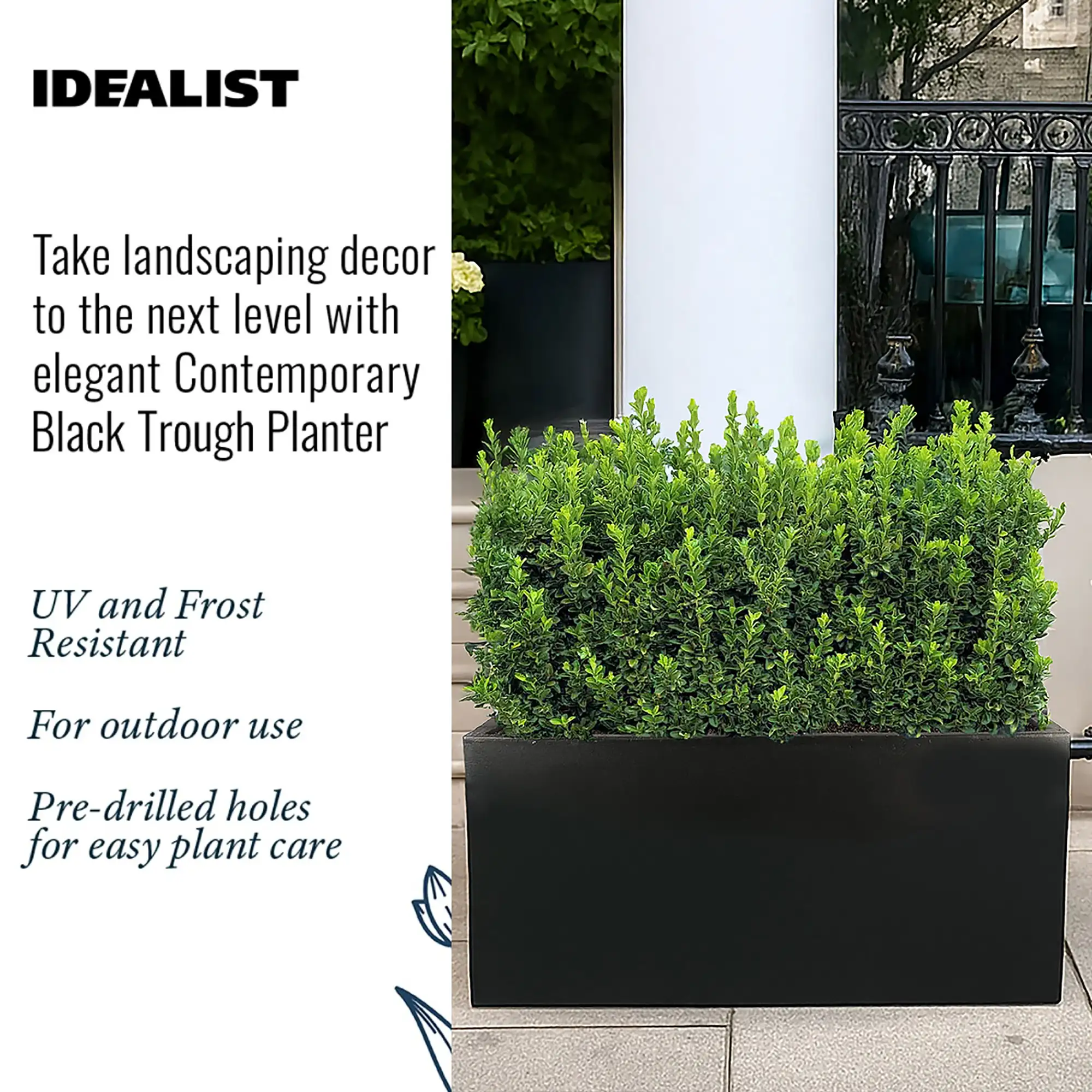 IDEALIST Lite Contemporary Light Concrete Trough Planter