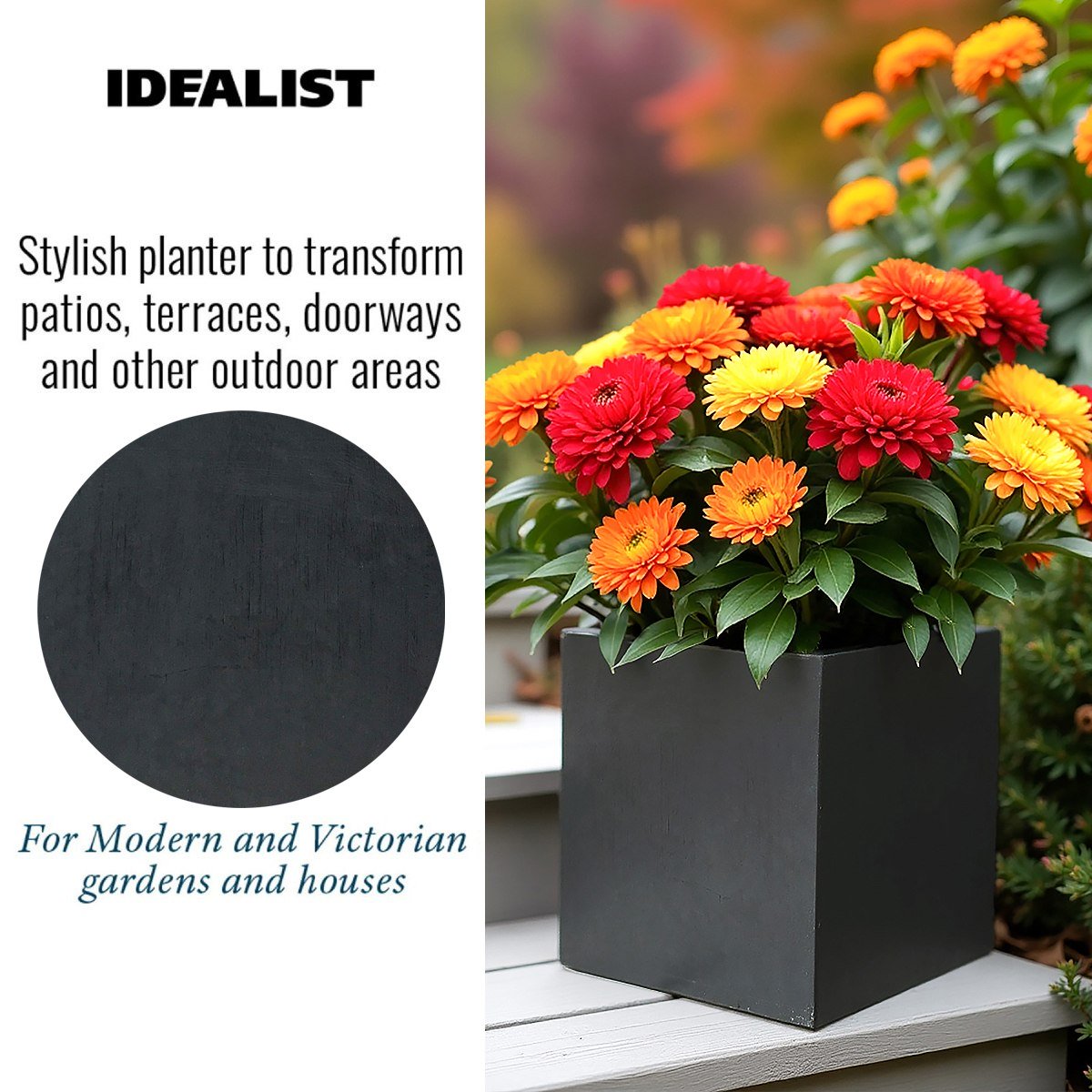 IDEALIST Lite Square Box Contemporary Light Concrete Planter