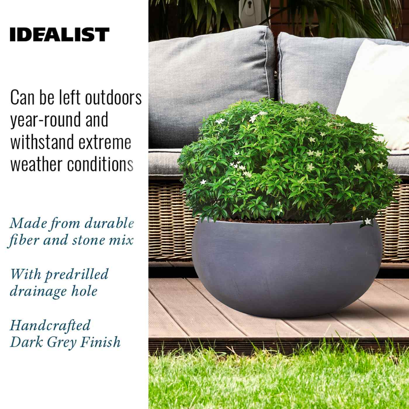 IDEALIST Lite Classic Smooth Bowl Outdoor Planter