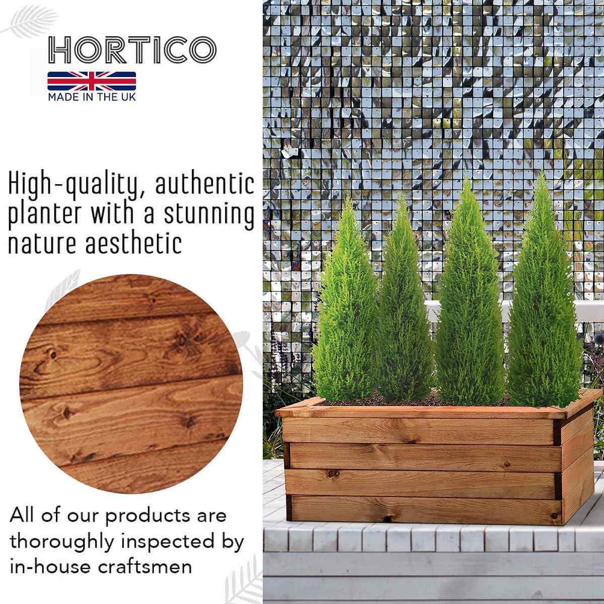 Rustic Scandinavian Redwood Trough Outdoor Planter Made in UK by HORTICO