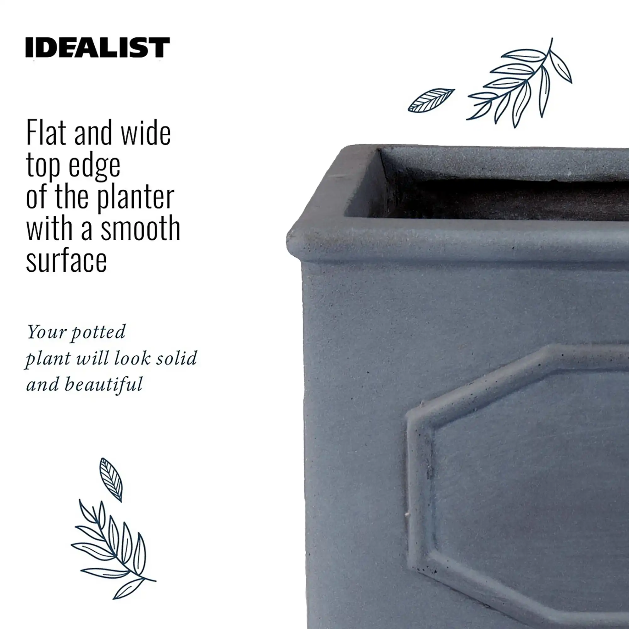 IDEALIST Lite Faux Lead Chelsea Light Concrete Through Planter