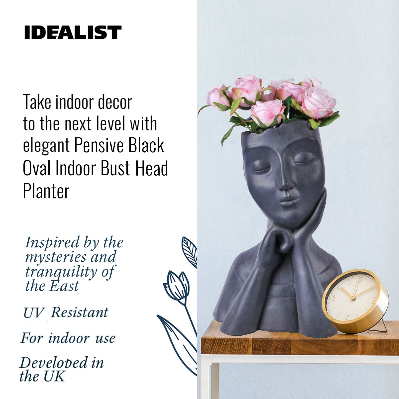 IDEALIST Lite Pensive Oval Bust Face Plant Pot Indoor