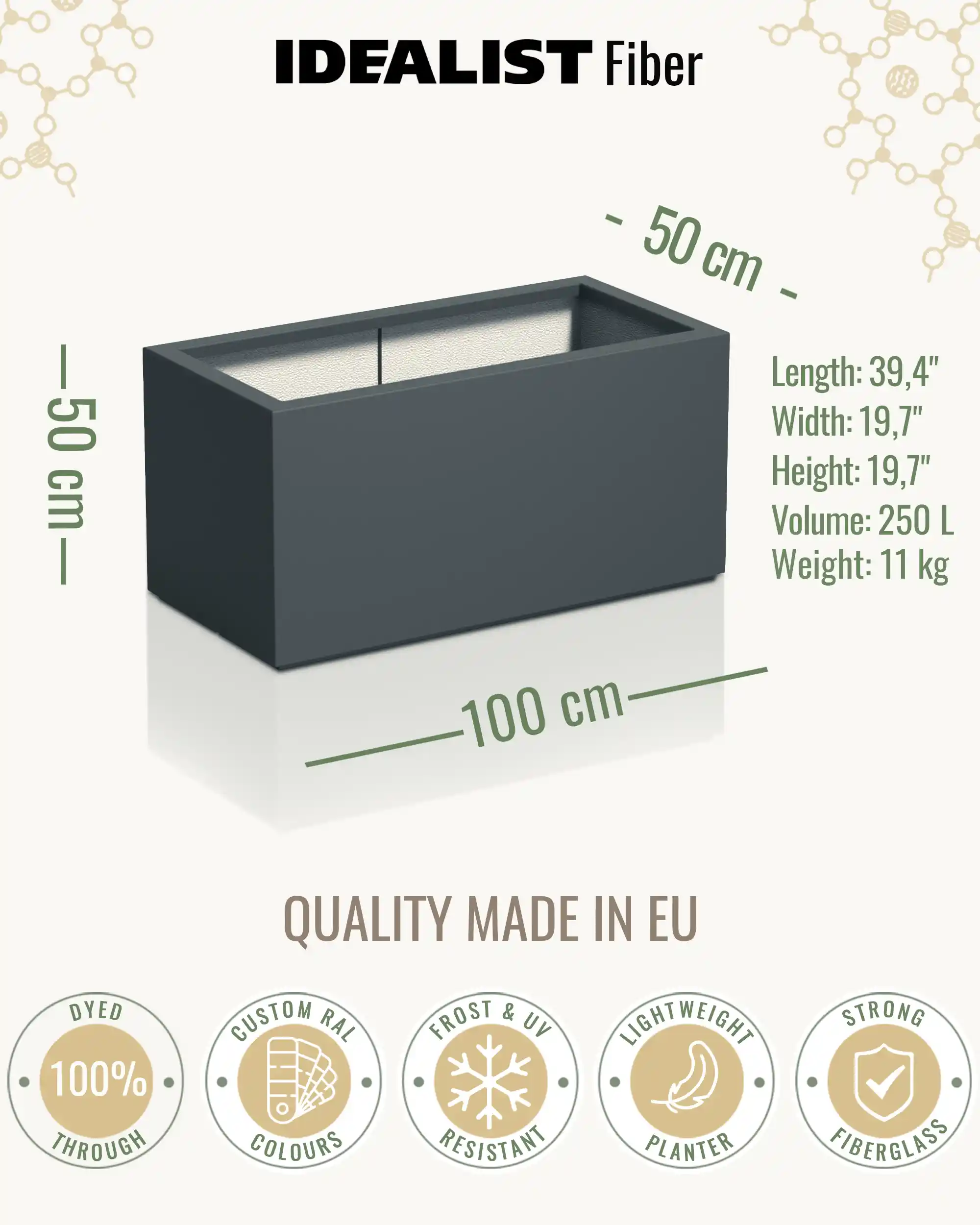 AXIS Trough Outdoor Fiberglass Planter