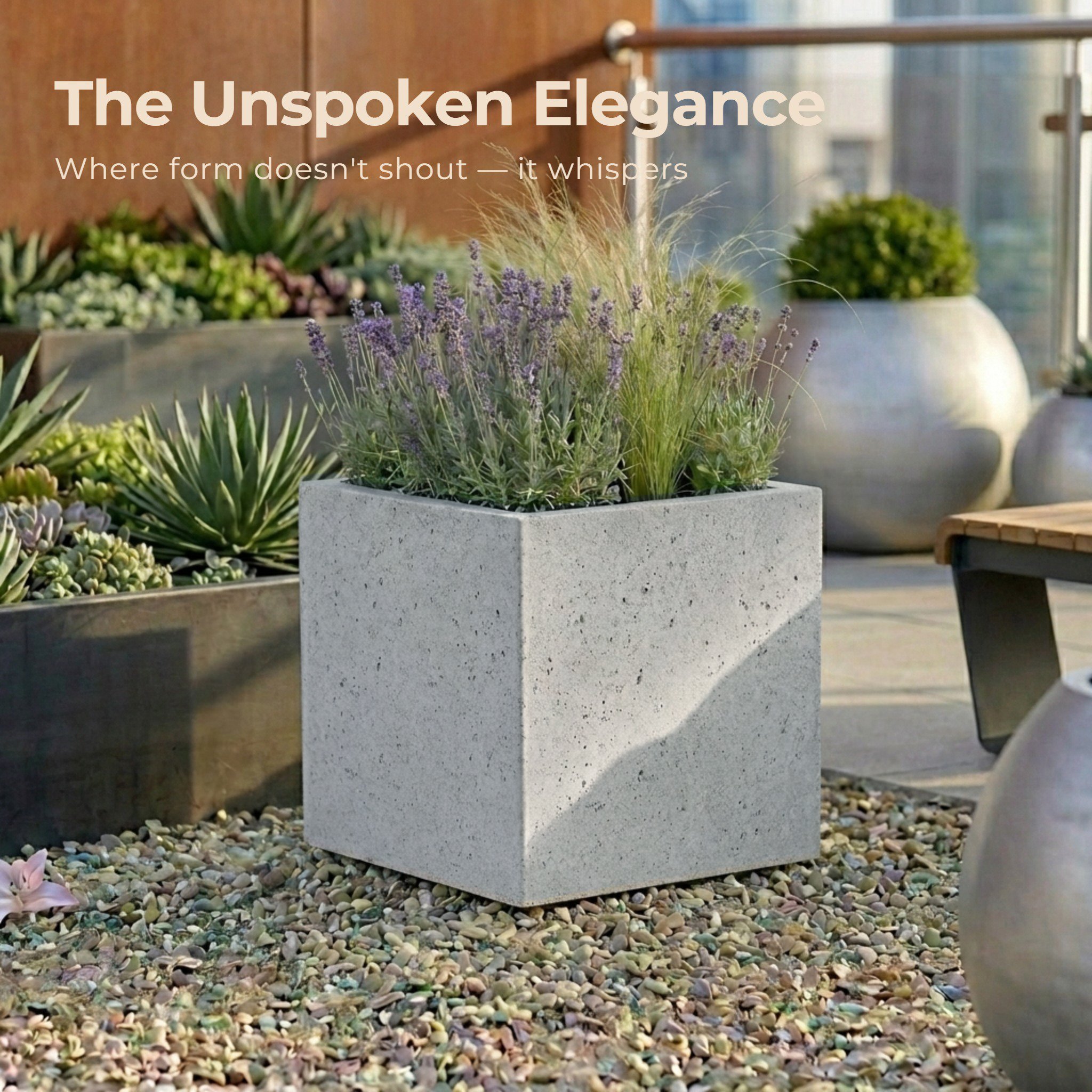 IDEALIST Lite Square Box Contemporary Marble Light Concrete Planter