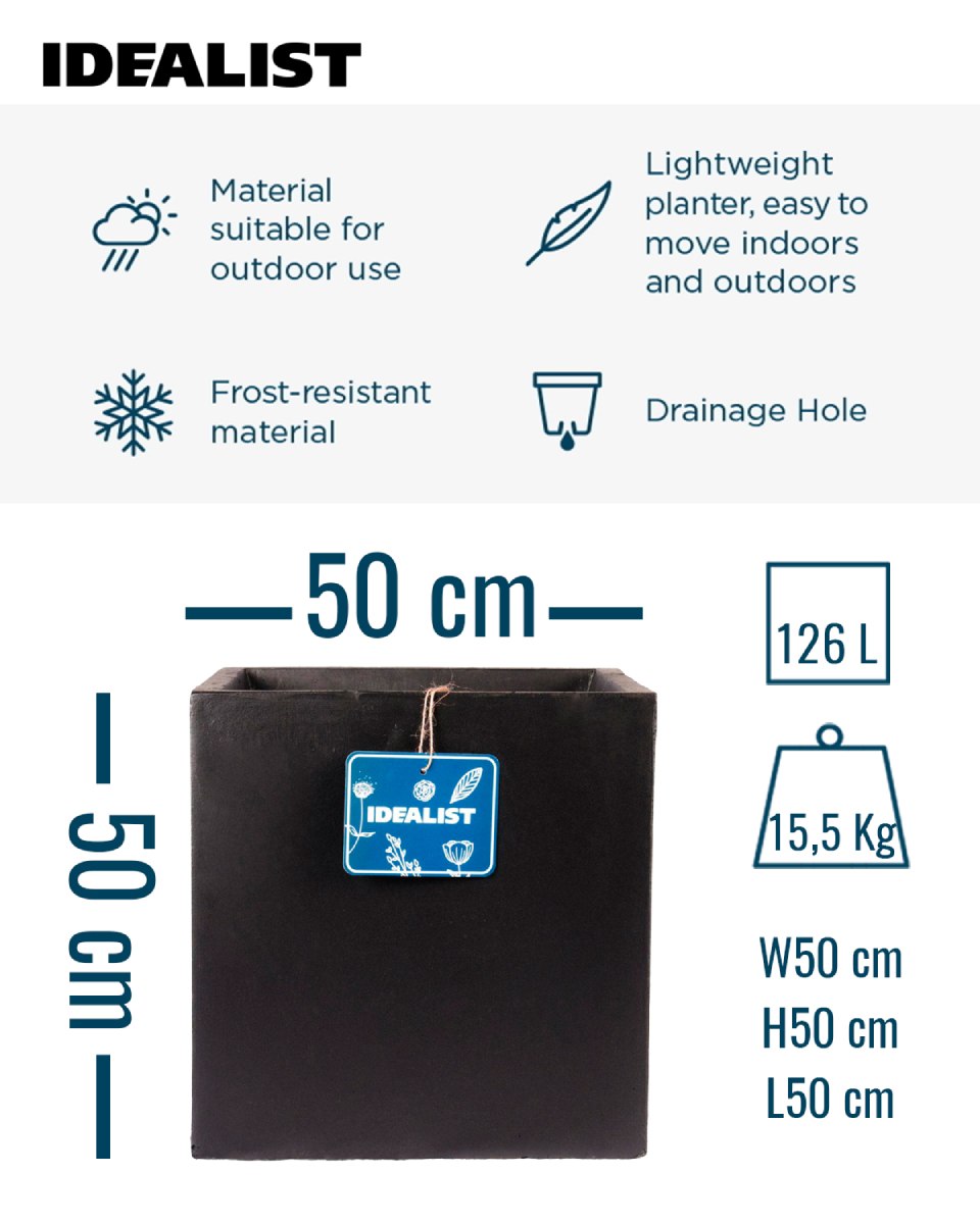 IDEALIST Lite Square Box Contemporary Light Concrete Planter