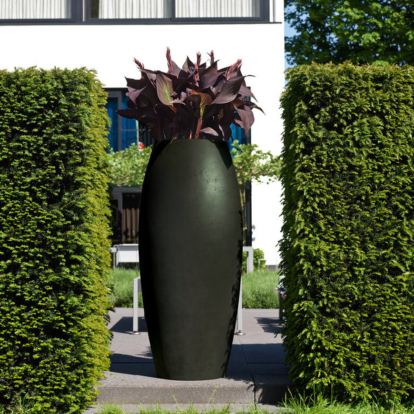 sculpture of planters with flowers