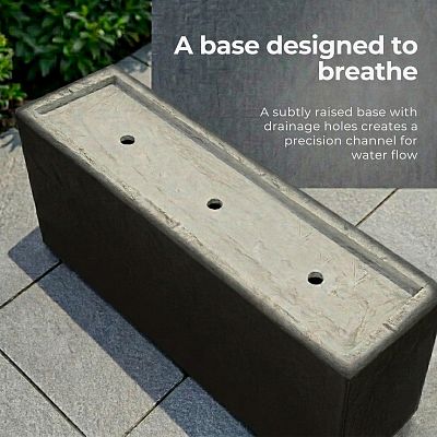 Set of 2 IDEALIST Lite Trough Garden Planters, Light Concrete Outdoor Large Plant Pots