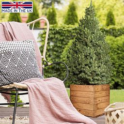 Rustic Scandinavian Redwood Square Outdoor Open Planter Made in UK by HORTICO