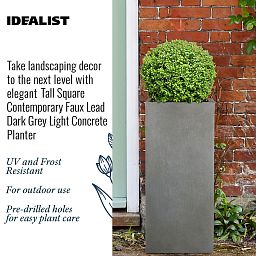 IDEALIST Lite Tall Square Contemporary Light Concrete Planter