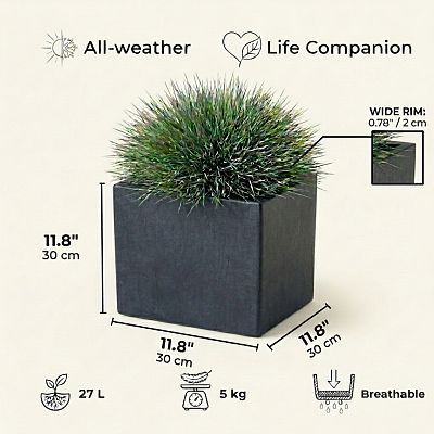 IDEALIST Lite Square Box Contemporary Light Concrete Planter