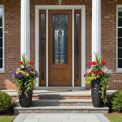 IDEALIST Lite Mosaic Style Tall Round Vase Planter Outdoor Plant Pot