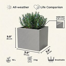 IDEALIST Lite Square Box Contemporary Light Concrete Planter