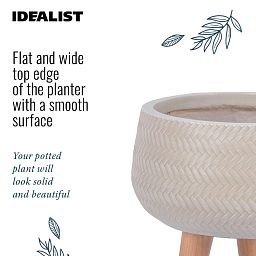 IDEALIST Lite Plaited Style Bowl Planter on Legs, Round Pot Plant Stand Indoor