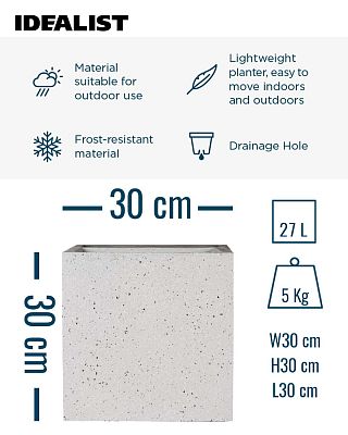 IDEALIST Lite Square Box Contemporary Marble Light Concrete Planter