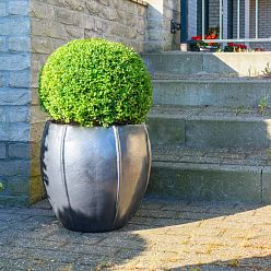 Ceramic Round Lined Glossy Planter Pot In/Out