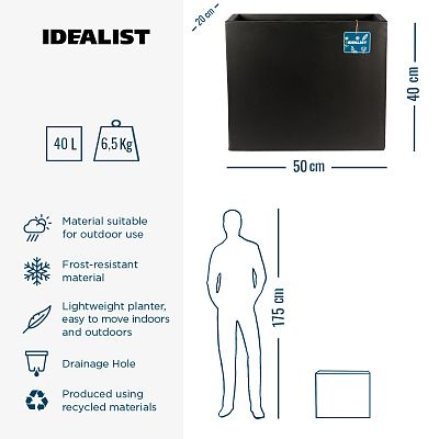 IDEALIST Lite Contemporary Light Concrete Trough Planter