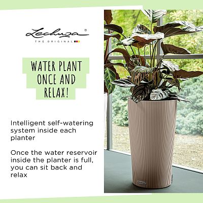LECHUZA CILINDRO Color Round Tall Poly Resin Self-watering Planter