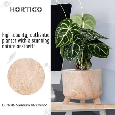 HORTICO GROWER Wooden House Planter with Legs, Indoor Plant Pot Stand with Waterproof Liner