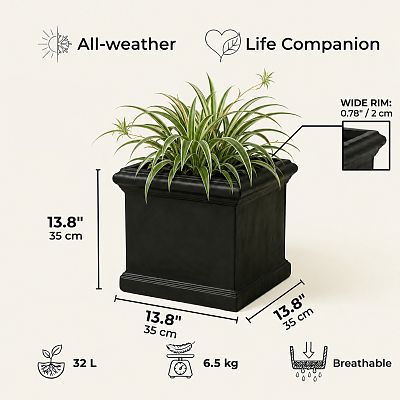 IDEALIST Lite Victorian Box Square Light Stone Outdoor Planter