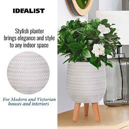 IDEALIST Lite Plaited Style Egg Planter on Legs, Round Pot Plant Stand Indoor