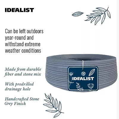 IDEALIST Lite Large Ribbed Light Concrete Bowl Planter