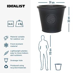 IDEALIST Lite Rustic Style Rolled Rim Wide Vase Outdoor Planter