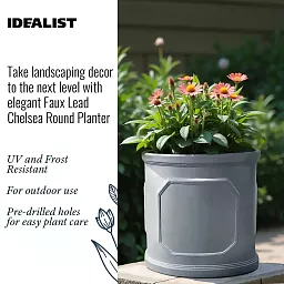 IDEALIST Chelsea Light Concrete Cylinder Garden Planter