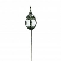 Round Metal Leaf Ornament Garden Stake Dark Silver Lantern by Minster,...