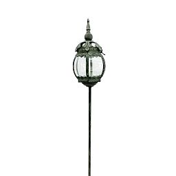 Round Metal Leaf Ornament Garden Stake Dark Silver Lantern by Minster