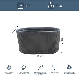 IDEALIST Lite Vertical Ribbed Vintage Style Oval Trough Planter