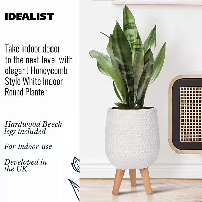 IDEALIST Lite Honeycomb Style Egg Planter on Legs, Round Pot Plant Stand Indoor