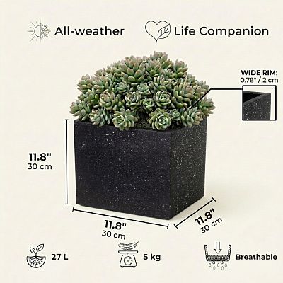 IDEALIST Lite Square Box Contemporary Marble Light Concrete Planter