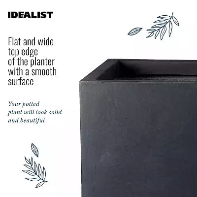 IDEALIST Lite Contemporary Light Concrete High Trough Planter