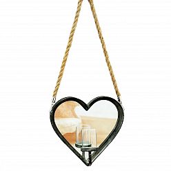 Rope Hanging Heart Metal Garden Dark Silver Lantern by Minster