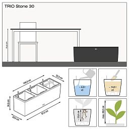 LECHUZA TRIO Stone Trough Poly Resin Self-watering Planter