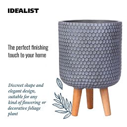 IDEALIST Lite Honeycomb Style Cylinder Planter on Legs, Round Pot Plant Stand Indoor
