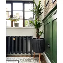 IDEALIST Lite Ribbed Cylinder Planter on Legs, Round Pot Plant Stand Indoor