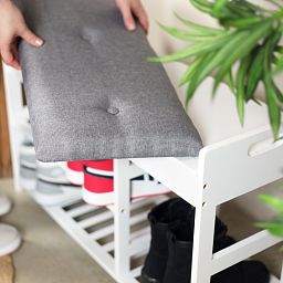 Froppi Bamboo Shoe Storage Bench 2-Tier Wooden Shoe Shelf and Rack with Seat and Storage Box