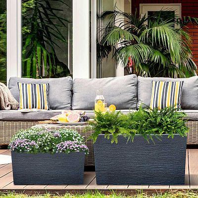 IDEALIST Lite Ribbed Light Concrete Trough Planter