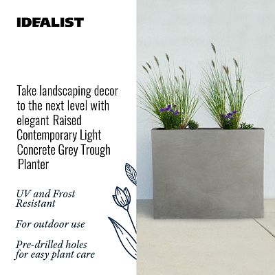 IDEALIST Lite Contemporary Light Concrete Trough Planter
