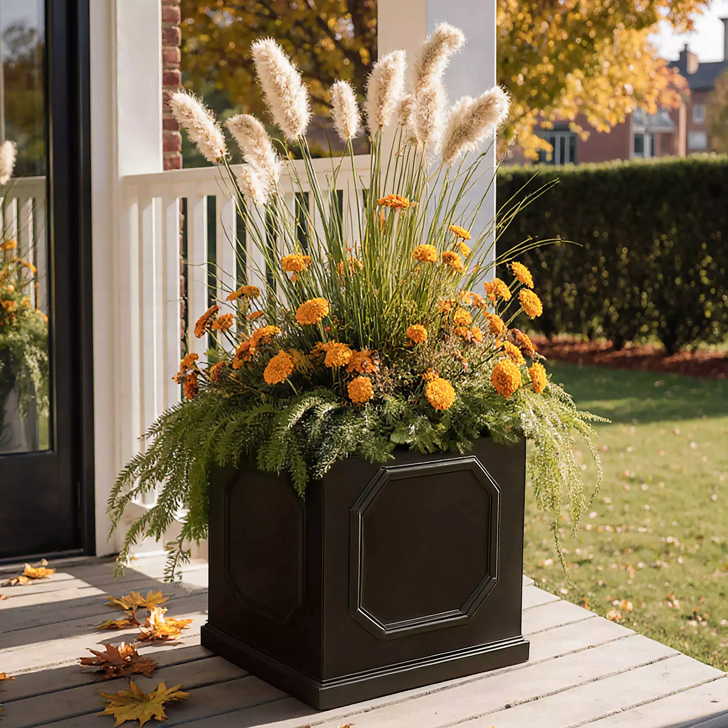 IDEALIST Lite Chelsea Flower Box Square Garden Planter, Faux Lead