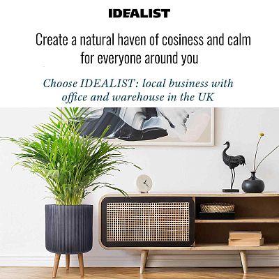 IDEALIST Lite Ribbed Cylinder Planter on Legs, Round Pot Plant Stand Indoor