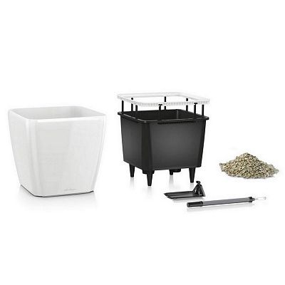 LECHUZA Quadro LS Square Poly Resin Self-watering Planter Set