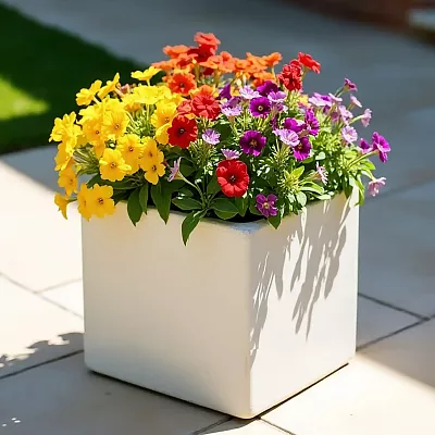 IDEALIST Lite Square Box Contemporary Light Concrete Planter