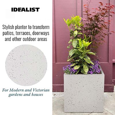 IDEALIST Lite Square Box Contemporary Marble Light Concrete Planter