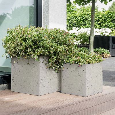 IDEALIST Lite Contemporary Flower Box Square Garden Planter, Grey ...