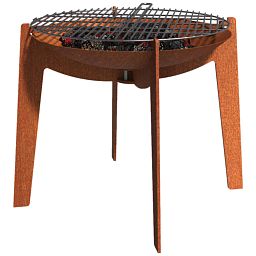 Corten Steel fire bowl on legs
